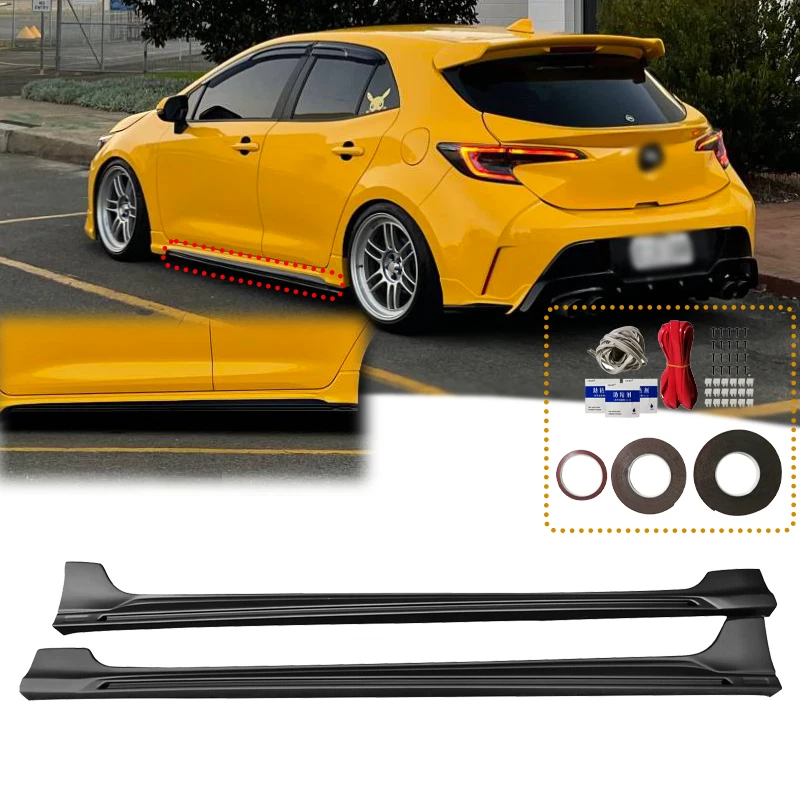 FOR 2019-2023 Toyota Auris Corolla Hatchback Matte black Side Skirt Body  kit L+R