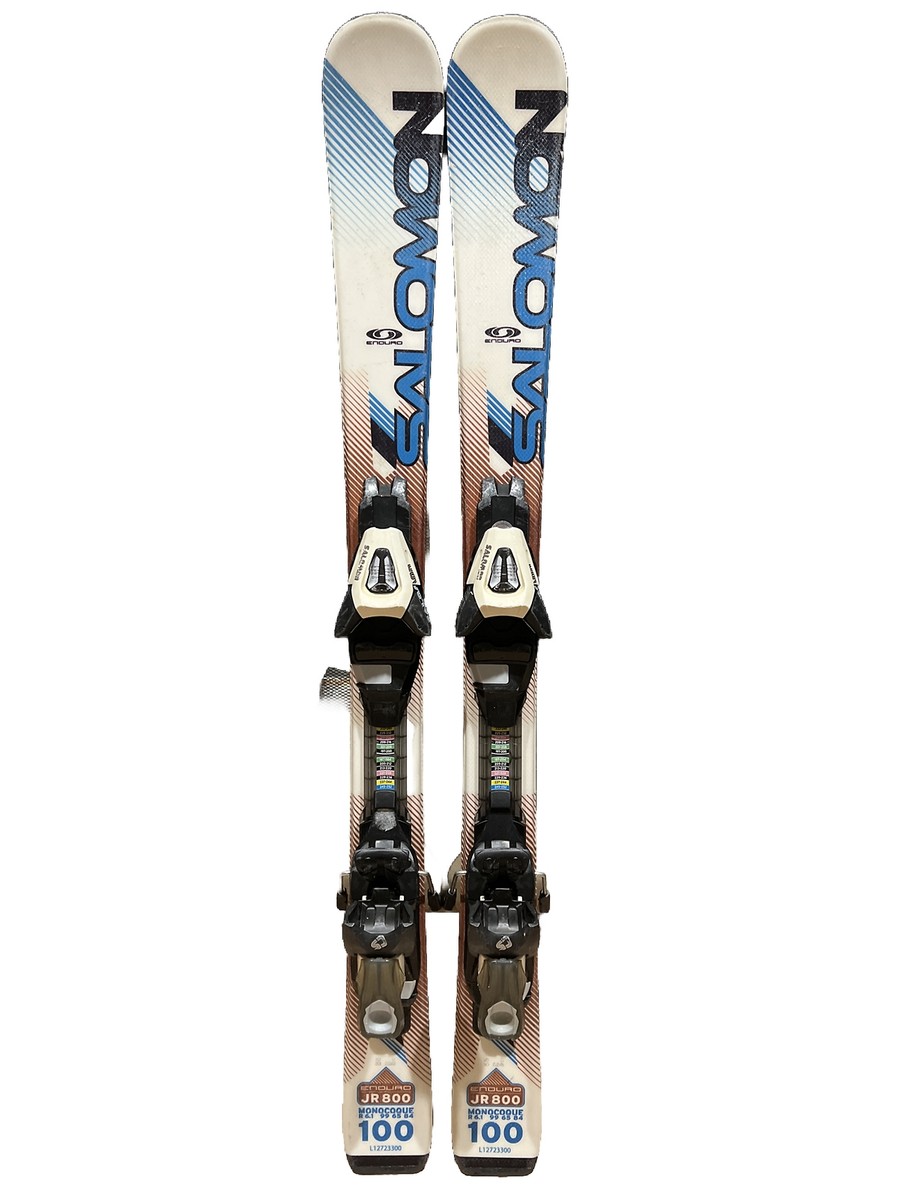 salomon 800 skis Salomon Enduro JR 800 Skis Kids 100cm Monocoque Adjustable Bindings White