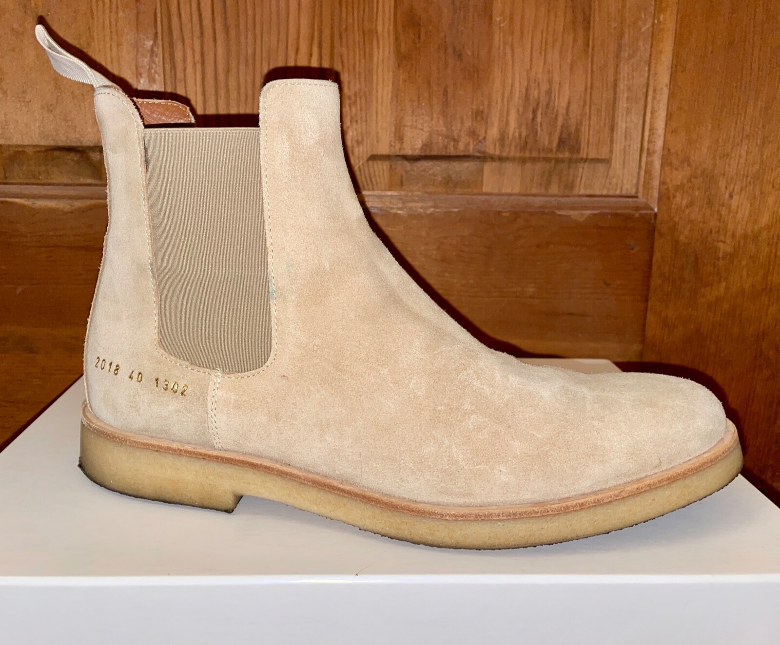 Chelsea Boots In Suede Khaki/ Tan 