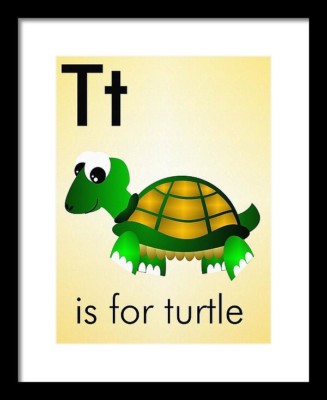 T is for Turtle - Art Print Home Decor Wall  -  Flashcard (frame not included)