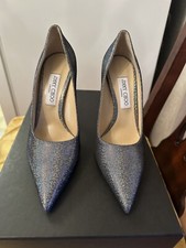 New Jimmy Choo Love 100 Dark Silver Metallic Iridescent Pump Size 40 IT/ 10 US
