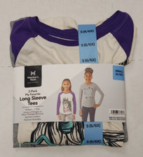 NEW Members Mark Girls My Favorite Long Sleeve Tees Unicorn 2-Pack 7/8 Medium