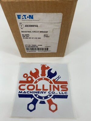 Eaton Cutler-Hammer JGE3080FAG 80A 600V 3P 3PH Industrial Molded Circuit Breaker