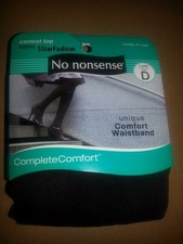 No Nonsense Control Top Complete Comfort Waistband BROWN Sz D Tights Pantyhose