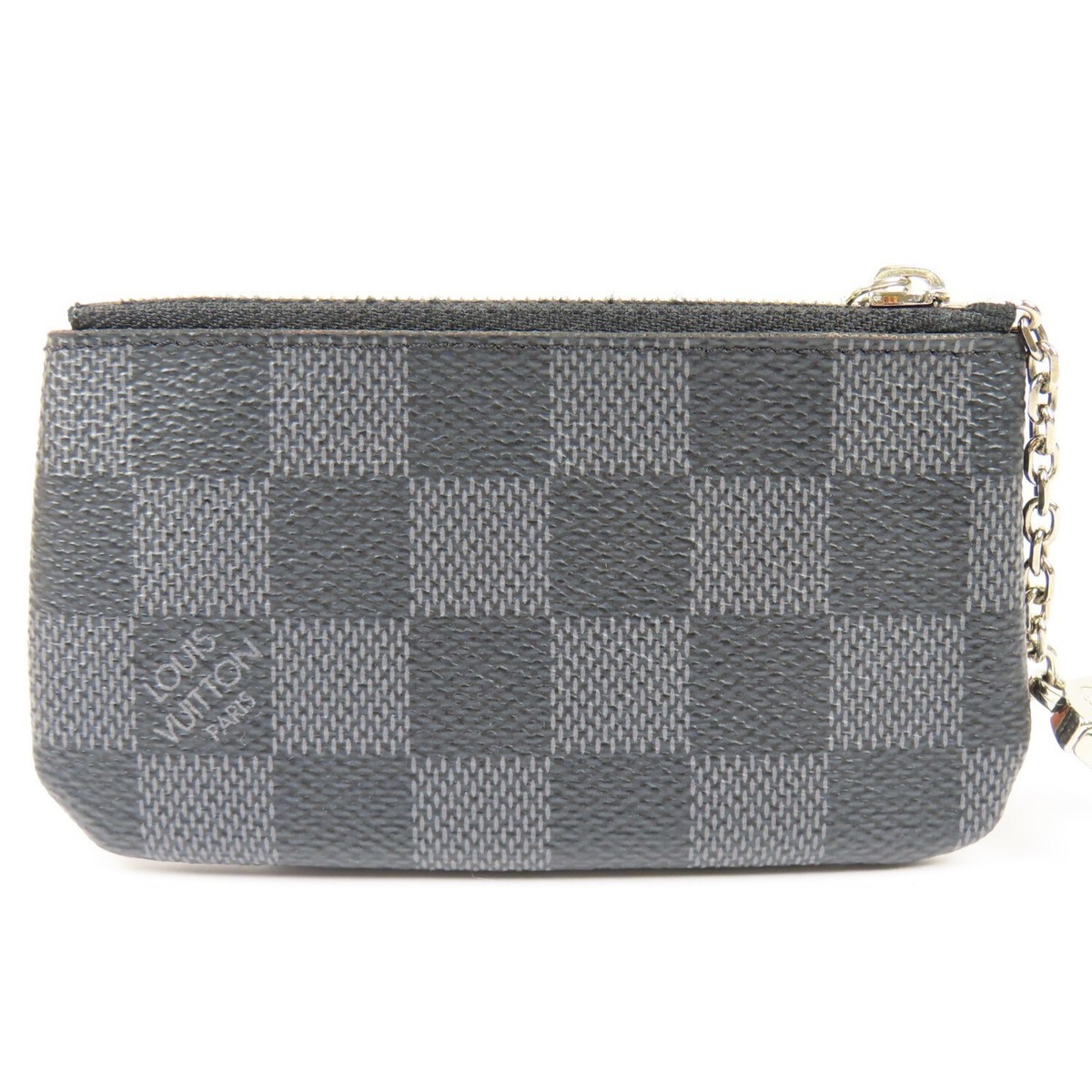 LOUIS VUITTON Pochette Cle Key Pouch Damier Graphite Leather LOUIS VUITTON Pochette Cle Key Pouch Damier Graphite Leather