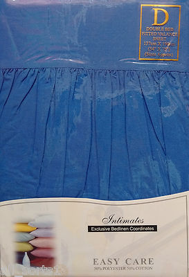 DOPPELBETT SPANNBETTLAKEN VOLANT MITTELBLAU 180 FADENZAHL PERKAL POLYCOTTON