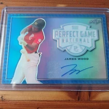 2020 LEAF PG NATIONAL SHOWCASE JAMES WOOD BLUE REFRACTOR AUTO 08/10