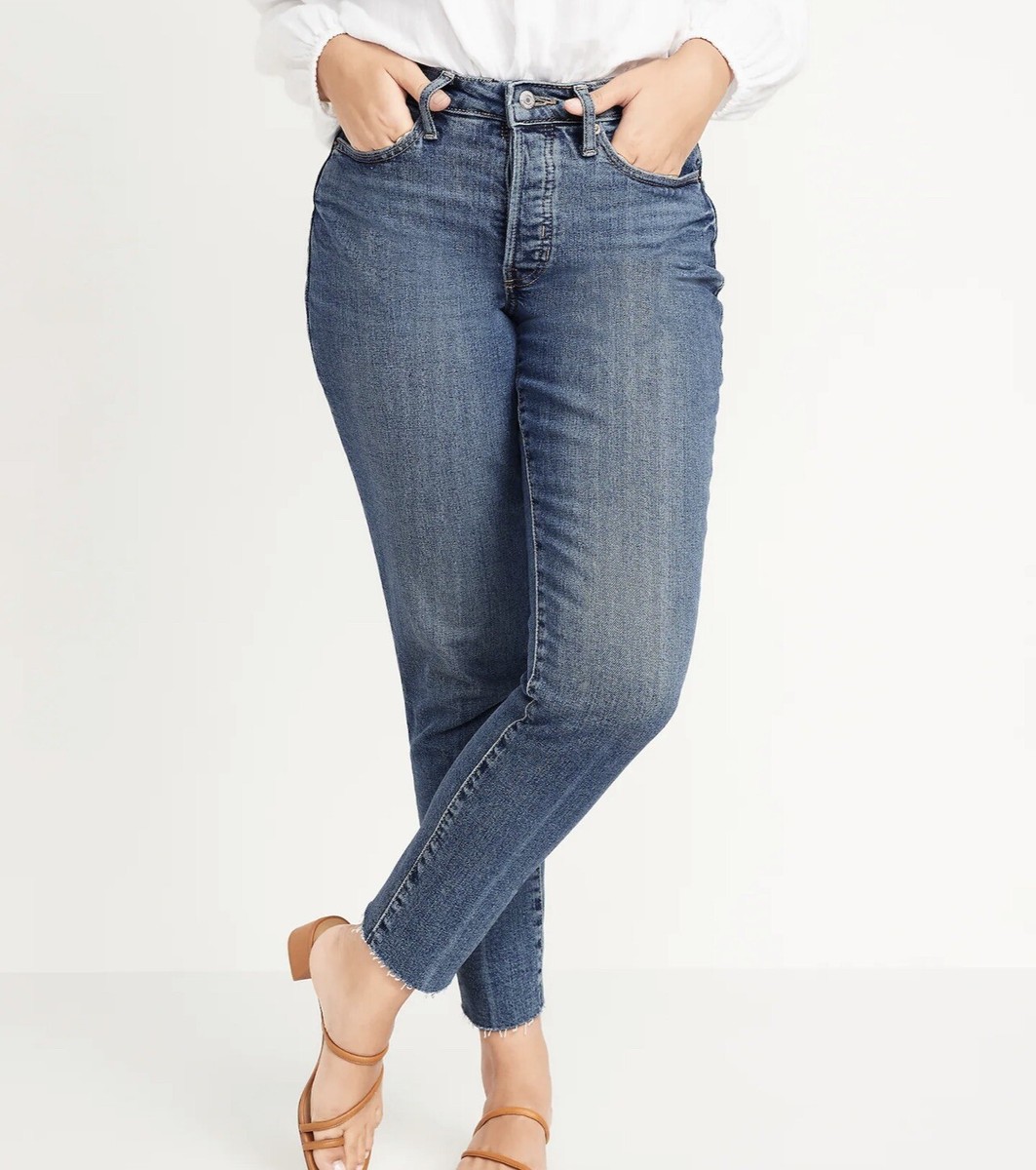 Old Navy Curvy High-Waisted Button-Fly OG Straight Cut-Off Jeans
