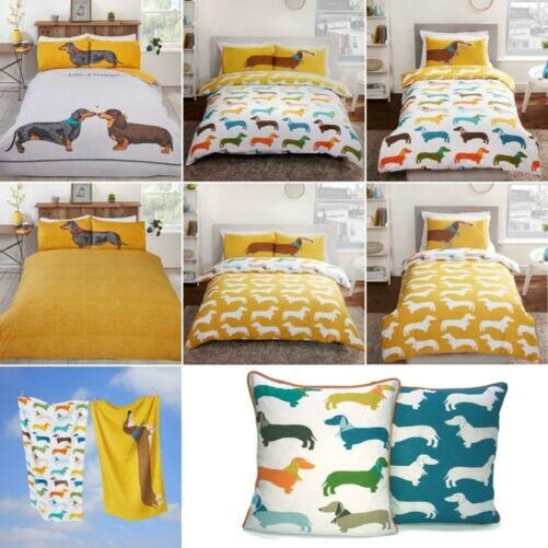 SAUSAGE DOG DUVET COVER SET SINGLE, DOUBLE & KING SIZE / TOWEL