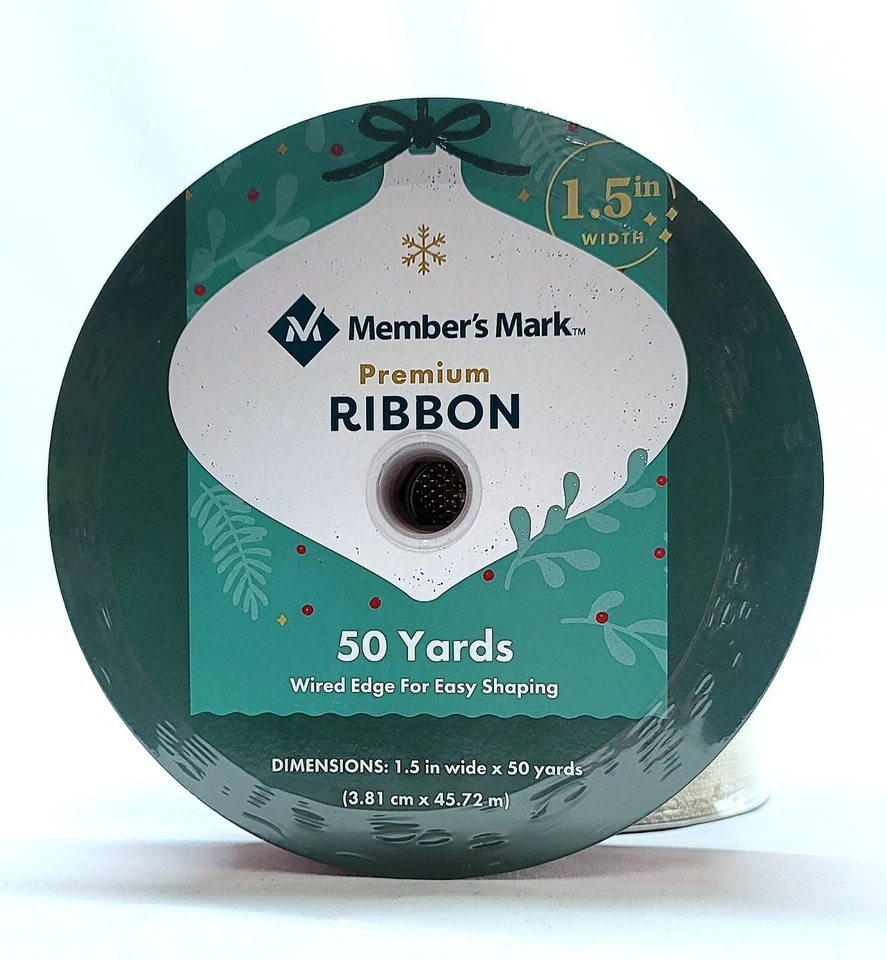 Member's Mark Premium Wired Ribbon 50 Yards Roll 1.5 in Width Holidays NEW - Image 3 of 3