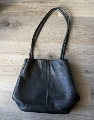 A. Giannetti Black Tote Shoulder Bag, Vintage, Silver Hardware, Inner Pockets