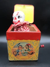 Matty Mattel  Vintage Metal Jack-In-The-Box, Not Working - Clown, '50s, Toys