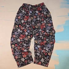 VTG Mori Kei Floral Elastic Pants Korea M L Elastic K-Fashion Minimalist Kawaii