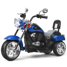 6V Kids Ride On Chopper Motorcycle 3 Wheel Trike with Headlight and Horn Blue