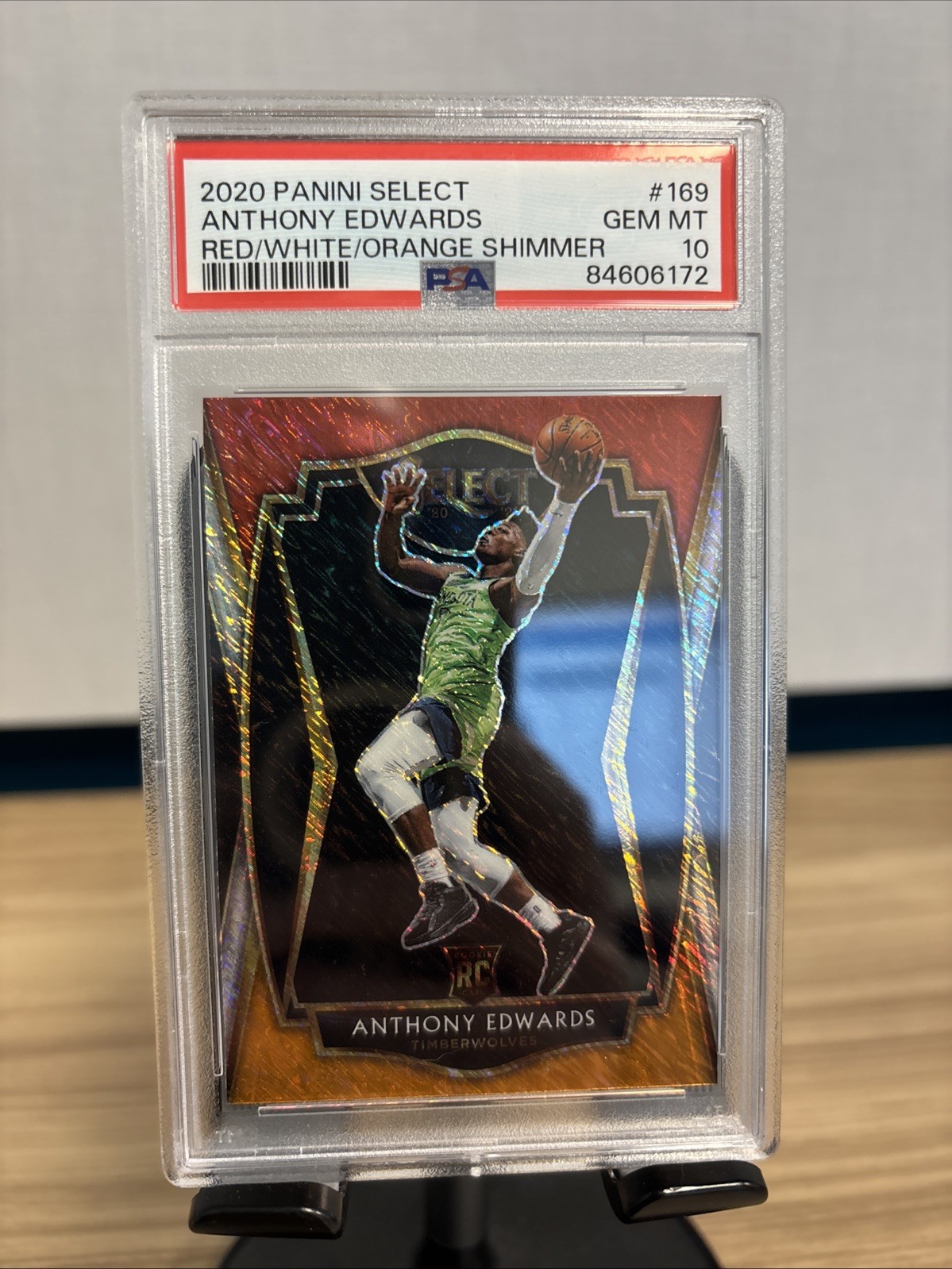 2020-21  Select - Premier Anthony Edwards #169 Red White Orange Shimmer PSA 10
