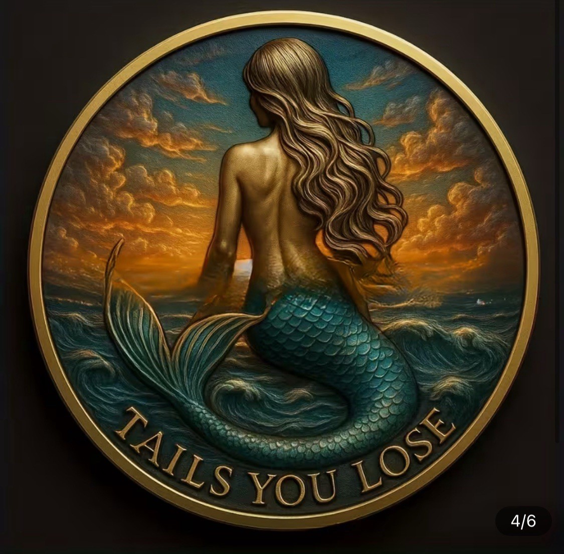 Naughty Sexy women HEADS I WIN Mermaid Flip Coin Collectible Colorized Capsuled