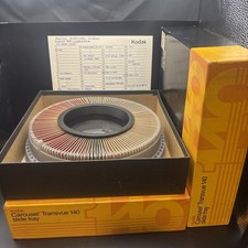 KODAK CAROUSEL TRANSVUE 140 SLIDE TRAY LOT OF 2 W/BOXES Vtg