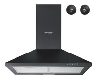 FIREGAS Black Chimney Cooker Hood 60cm with Carbon Filters Stainless Steel Wall