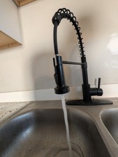   Matte Black Commercial Pull Down Kitchen Faucet Spring Style Single Handle Deck