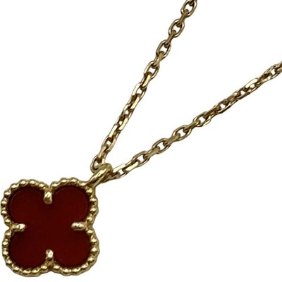 Van Cleef & Arpels Sweet Alhambra Necklace Pink Gold Au750 Carnelian DDU