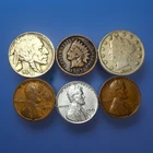 Lot Indian Head Cent, Liberty V & Buffalo Nickel, Steel & 2 Pennies-Mixed Dates