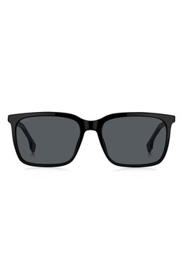 New BOSS Women 57mm Rectangular Sunglasses Authentic Black/ Grey