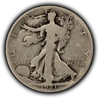 1921-D 50c Walking Liberty Silver Half Dollar - Good Key Date - SKU-Z6508