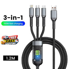 3 in 1 USB Charging Cable Fast Charger Cord Multi Function USB C Micro USB Kit