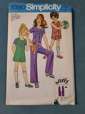 Girls Jumpsuit Pattern Simplicity 9390 1970's Vintage Girl's Fashion Size 10