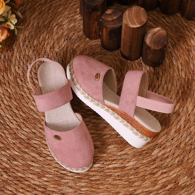 Women Closed Toe Wedge Sandals Summer Buckle Strap Gladiator Espadrilles Shoes