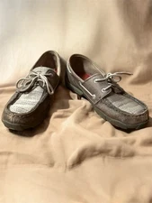 Twisted X Leather Youth's Sz 3 Boat Shoe Driving Mocs Grey YDM0044