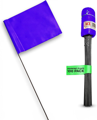 Purple Marking Flags for Yard - 4X5X15 Inch Purple Flags for outside - 100 Pack 