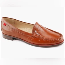 Marc Joseph East Village Leather Penny Loafer NEW Size 7 Cognac Svelte Patent