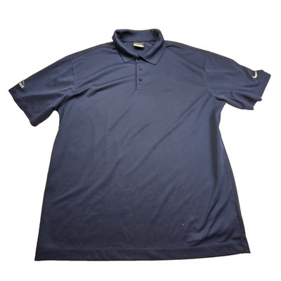 Nike Golf Dri-Fit Mens XL Polo Shirt Short Sleeve Navy Blue ''More Direct''