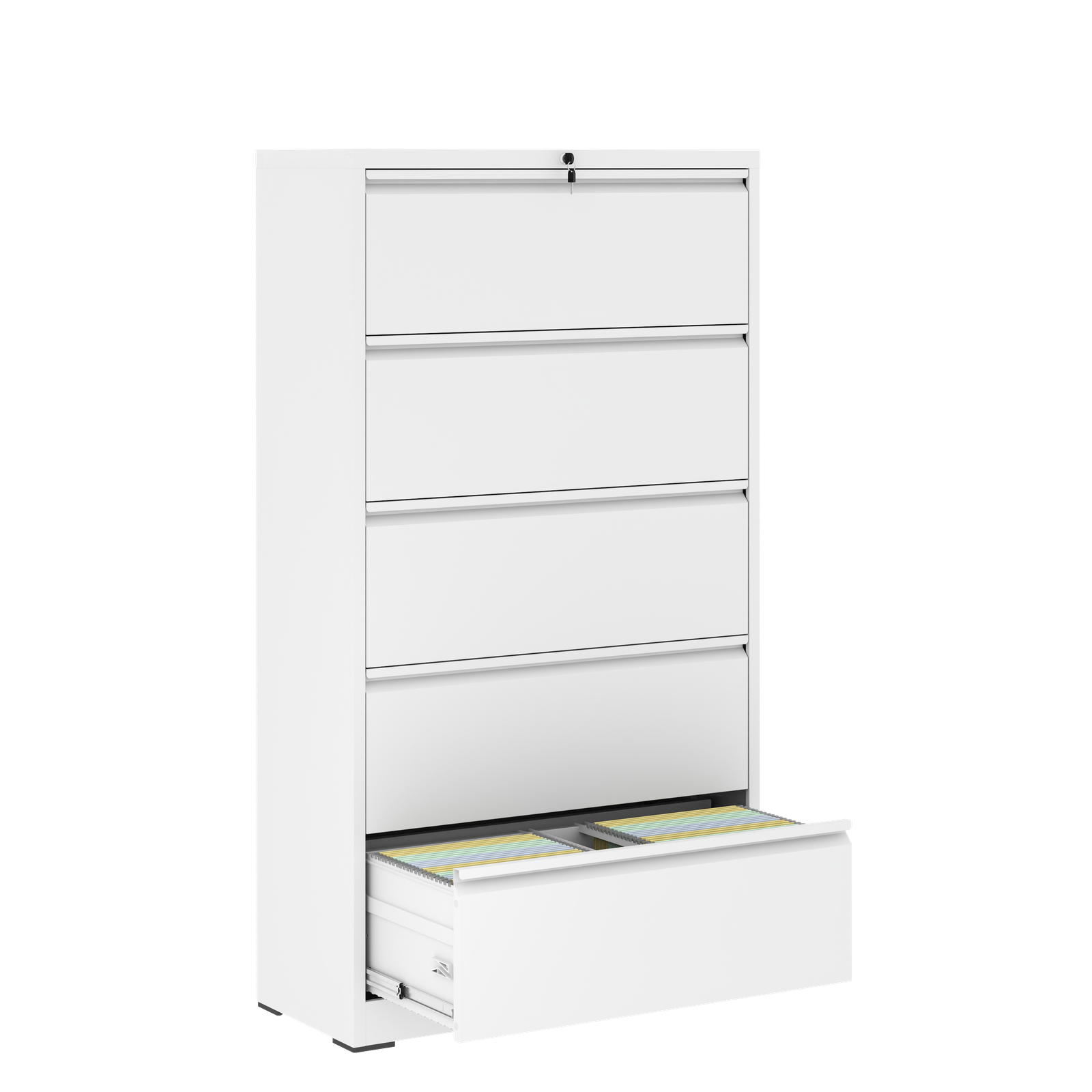 White 5-Drawer Metal File Cabinet with Secure Locking System