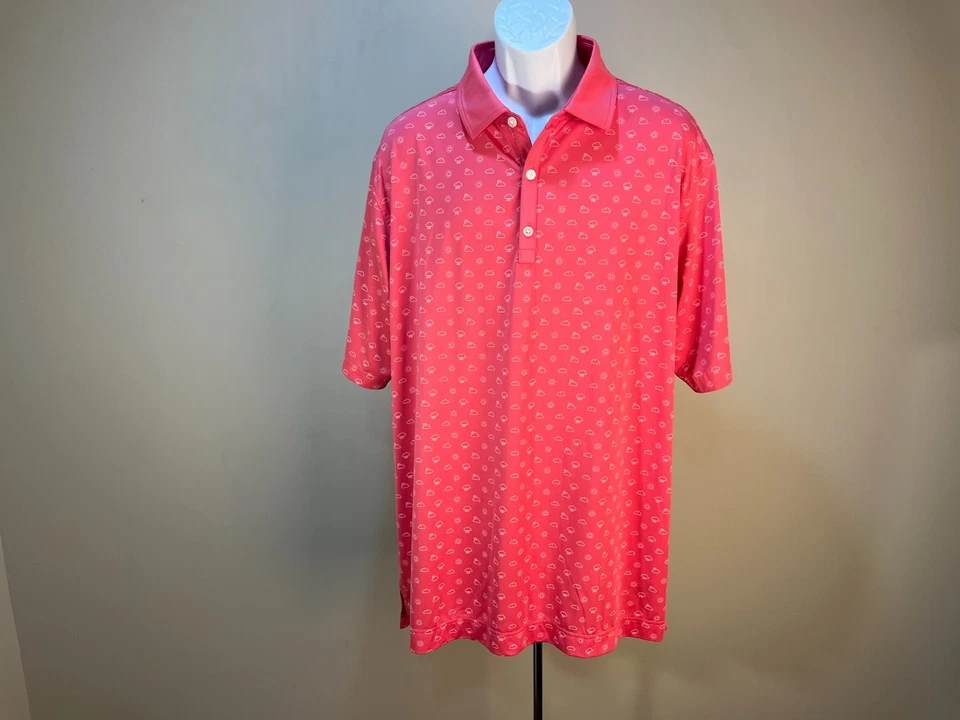 FootJoy FJ Men's pink & white rain or shine s/s golf polo shirt XL EUC - Image 2 of 4