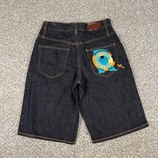 Rocawear Denim Shorts Mens 34 Dark Wash Baggy Long Jean Big R Back Pocket