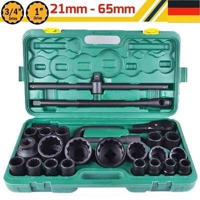STECKSCHLÜSSELSATZ 12-KANT 26-TLG 3/4 &1'' 21-65mm STECKNÜSSE NUSSKASTEN LKW AUTO