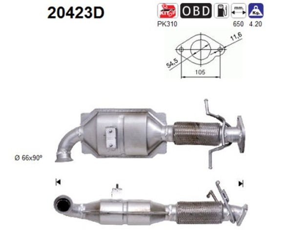 AS Katalysator 20423D FüR Ford Focus 2 Turnier Mondeo 4 BA7 MAX DM2 Galaxy WA6-image