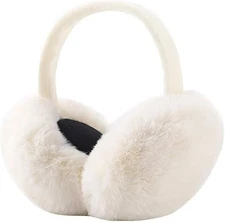 Winter Earmuffs Women Warm Earmuffs Soft Fluffy Earmuffs Adjustable & White