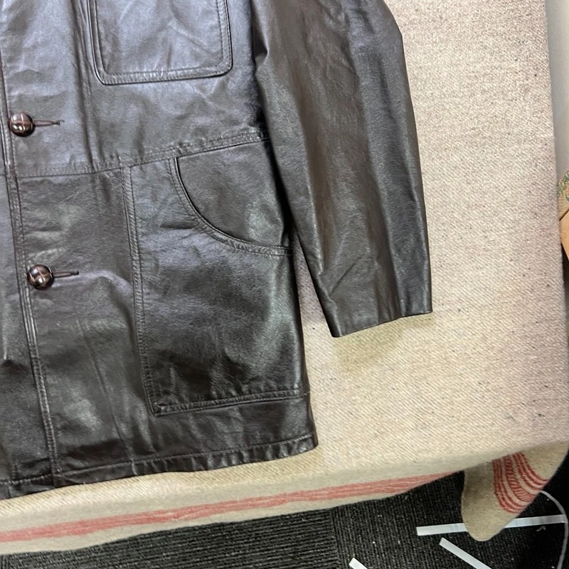 Vintage Sears Leather Jacket Mens 40 Brown 1970s Quilted Insulated Puffer - Image 4 of 4