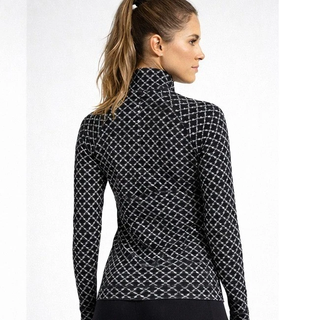 Smartwool Merino 250 Base Layer 1/4 Zip Top Women's XS Black/White Geometric