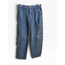 We The Free Dark Wash Blue Denim Cargo Utility Pants Size 25