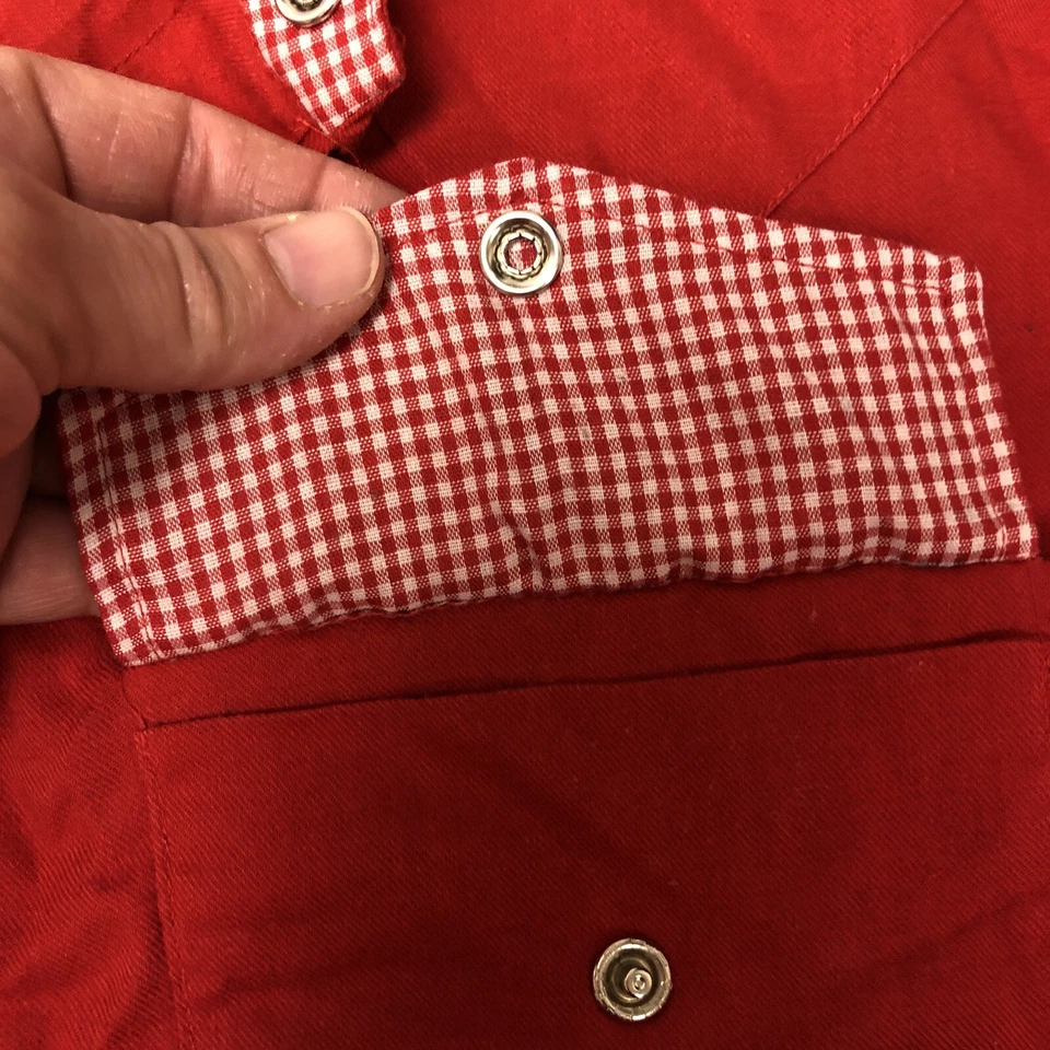 Camisa De Colección Años 70 Baskin ROJA Vaquero Western Pearl Snap Rockabilly GABARDINE L Foto 3 de 4