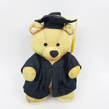 Vintage Graduation Teddy Bear Plush Grad Gift Stuffed Animal Black Gown 1994