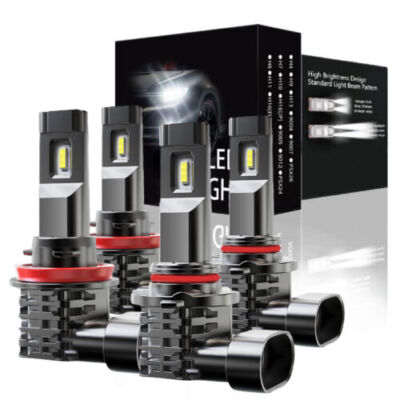 AJHGFOW 9005 H11 Combo LED Headlight High/Low 120W 80000LM 6000K Beam Bulbs Kit