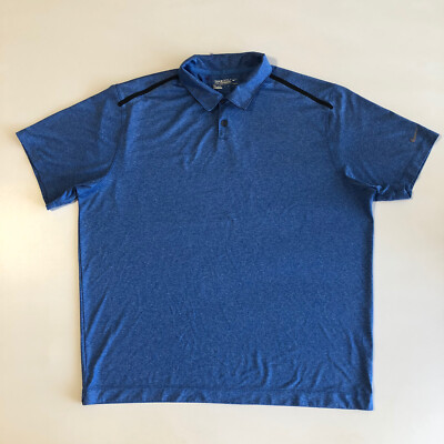 NikeGolf Tour Performance Button Up S/S Blue Activewear Polo Mens Sz 2XL