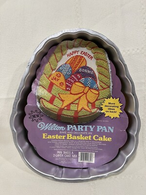 Vintage 1980 Wilton Cake EASTER BASKET Party Pan Eggs Basket Bow 502-1727