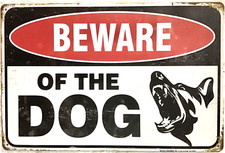 TIN SIGN new 8x12 Beware dog attack vicious bite yard german shepherd fence C42