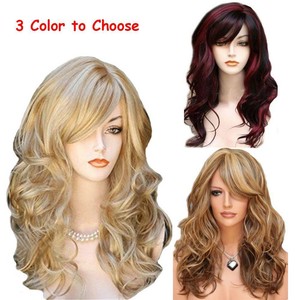 Fashion Women Big Wave Wig Long Curly Hair Wigs Heat Resistant